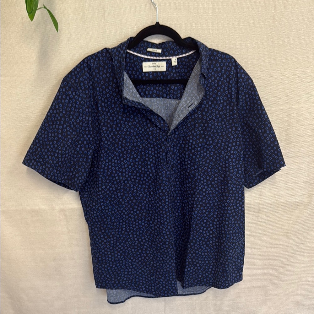 Men's Blue Patterned Casual Button Down Shirt
